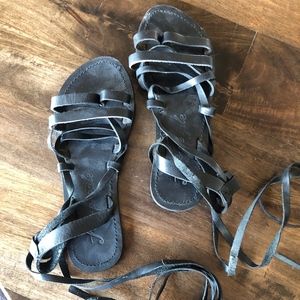 Free People Black Tie-Up Sandals